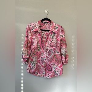 Zara Paisley Button up Blouse, Pink, Medium